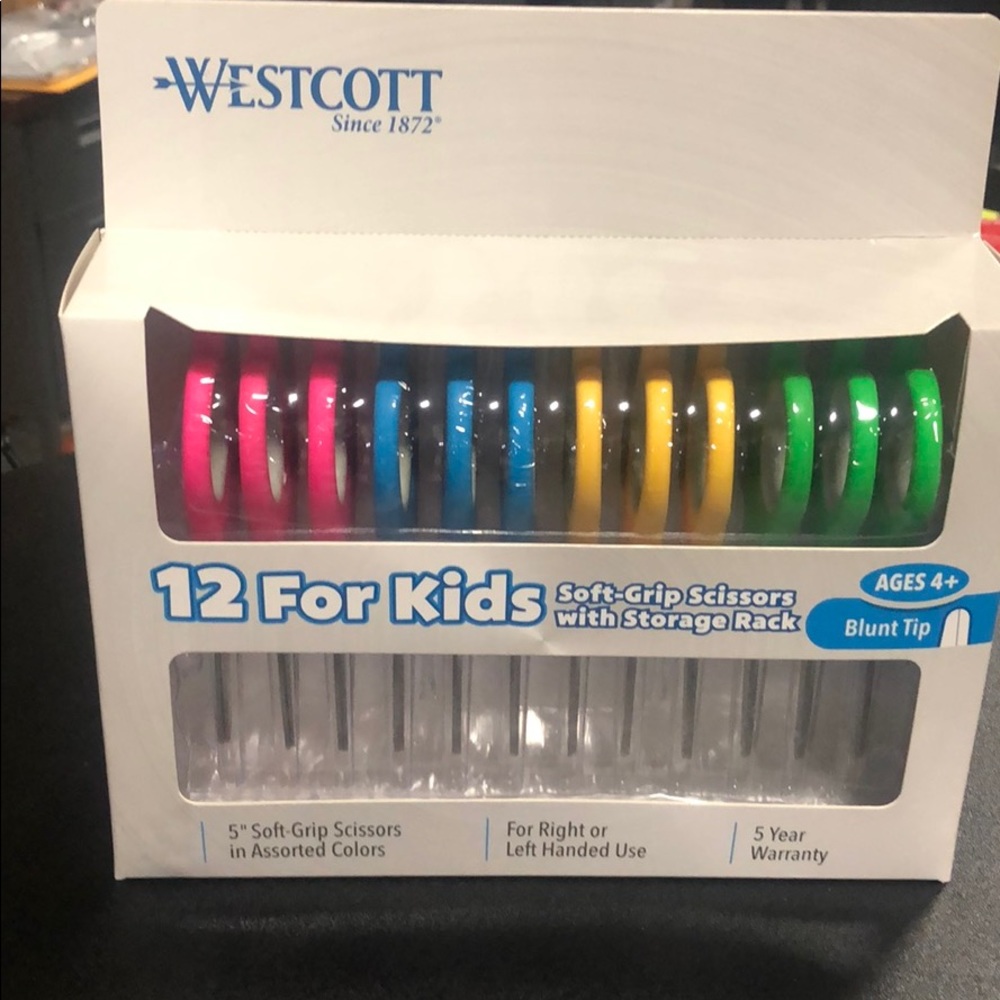 12 for Kids Soft - Grip Scissors with Storage Rack
